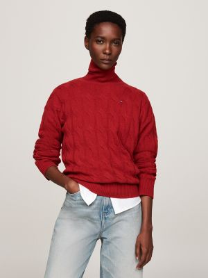 Dark red women's fashion sweater