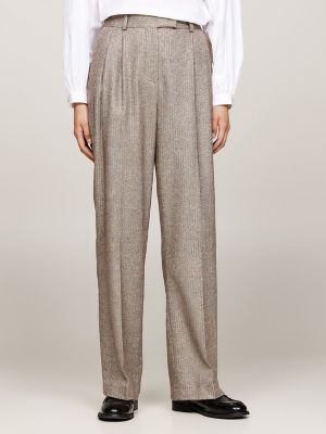 Pleated Shimmer-Tweed Relaxed Fit Pant | Tommy Hilfiger USA