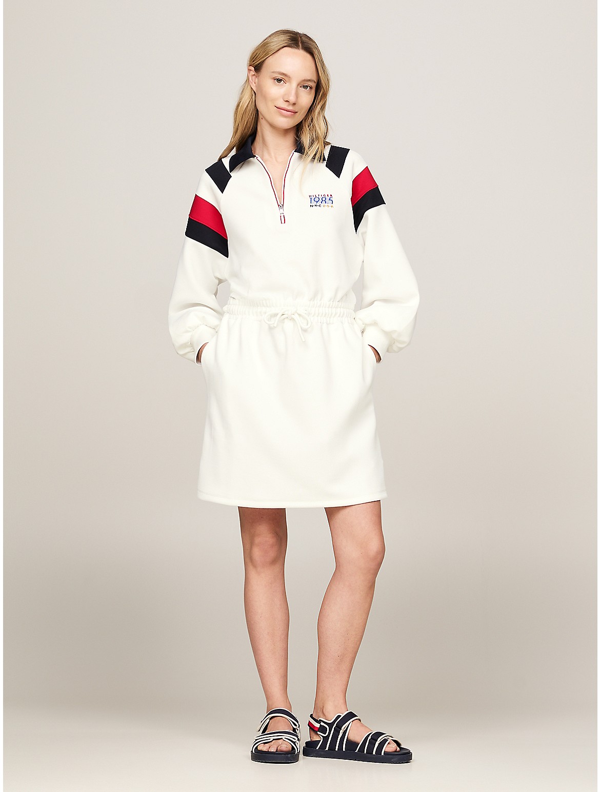 Tommy Hilfiger Women's Hilfiger Team Long-Sleeve Polo Dress - Beige - L