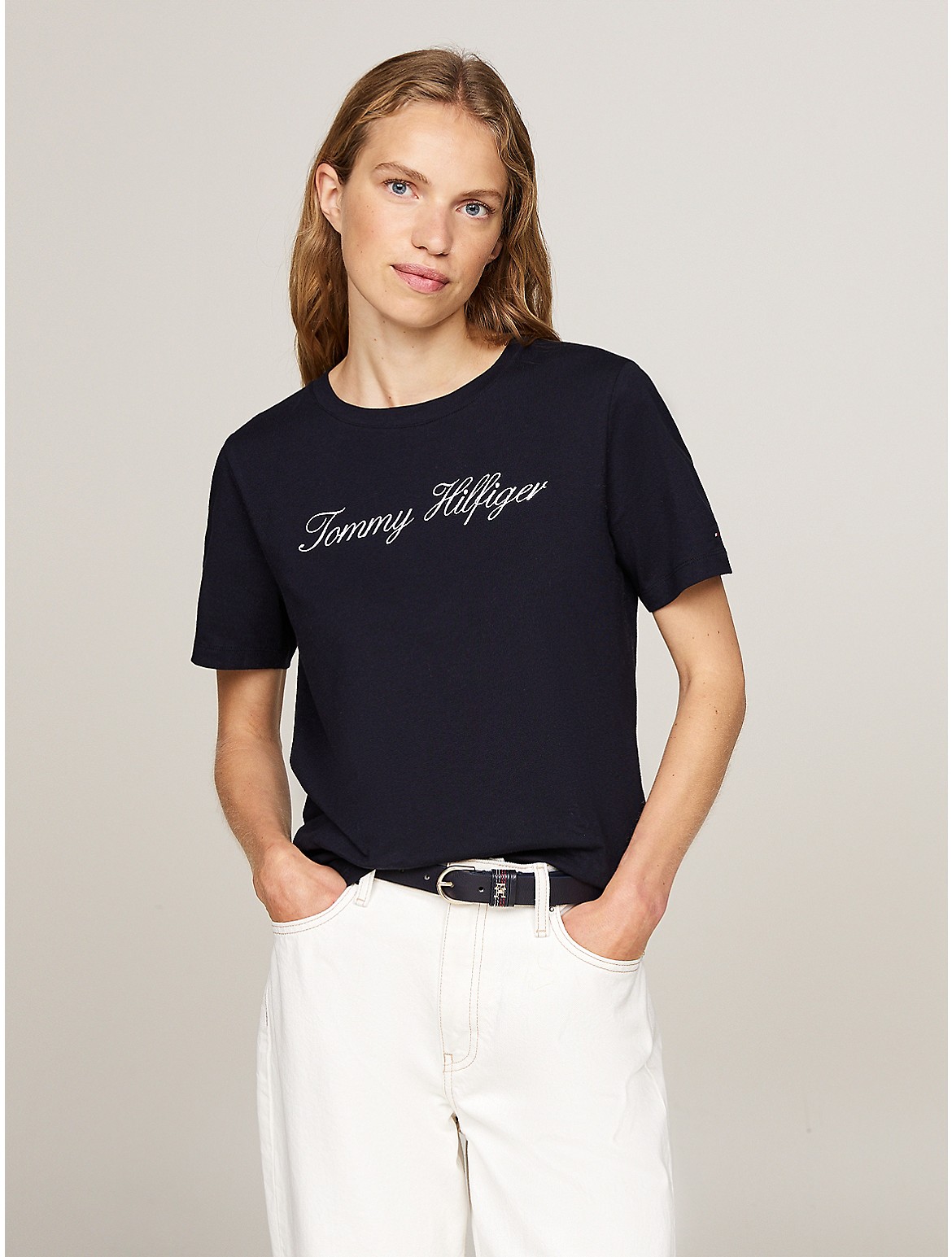 Tommy Hilfiger Women's Embroidered Script Logo T-Shirt