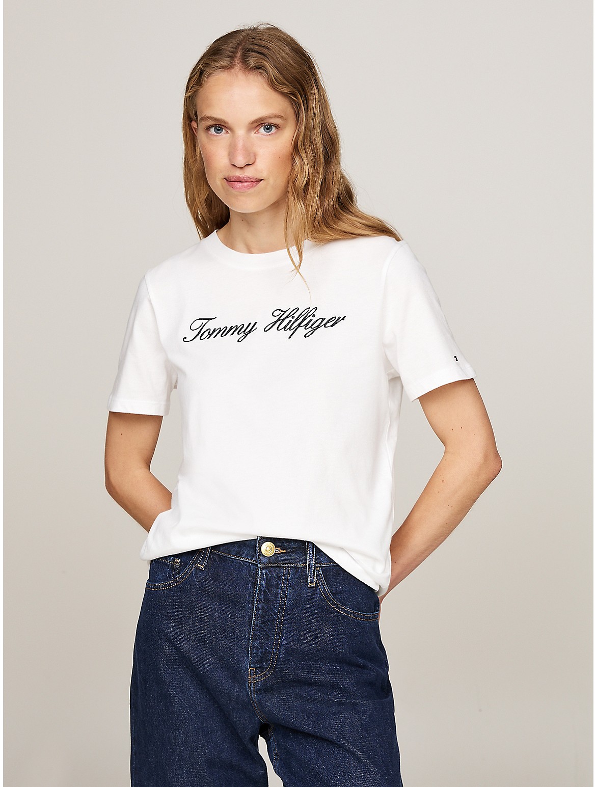 Tommy Hilfiger Women's Embroidered Script Logo T-Shirt