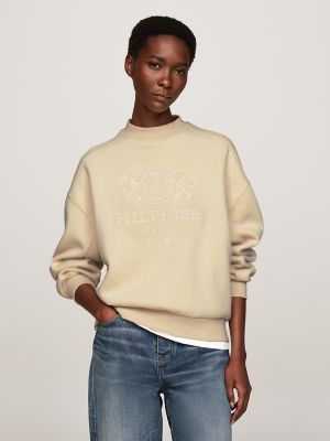 Embroidered Crest Mockneck Sweatshirt