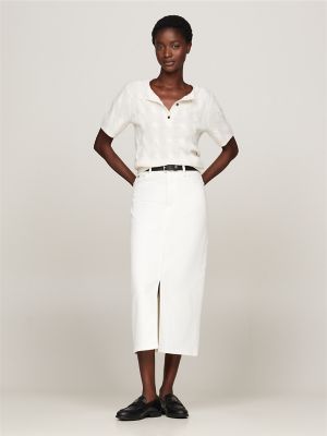 Wool Cable Knit Henley Sweater, Ivory Petal