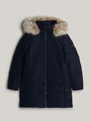 Hooded Down Coat, Navy