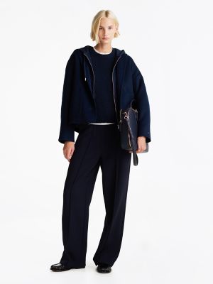 Double-Knit Relaxed Straight-Leg Pant, Dark Night Navy