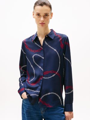 Relaxed Fit Lightweight Shirt, Flag Chain Wave / Navy