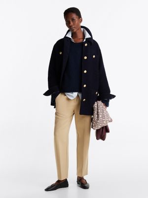 Double-Knit Slim Straight-Leg Pant, Classic Beige Heather