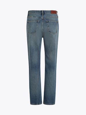 High-Rise Faded Straight Fit Jean, Medium Wash Denim