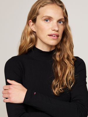 Pleated Mockneck Midi Dress, Black
