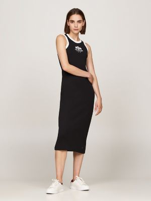 Ribbed Tank Midi Dress, Black