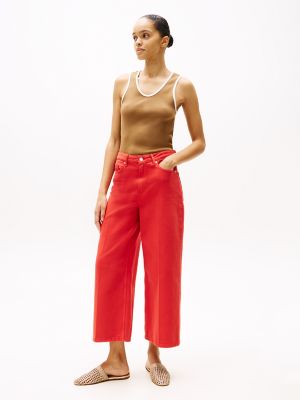 High-Rise Wide Leg Jean, Flame Red