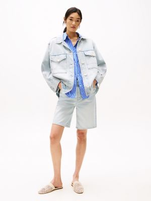Oversized Denim Utility Jacket, Sky
