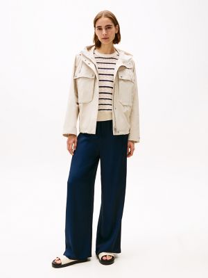 Short Hooded Parka, Ivory Petal