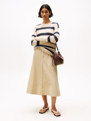 Linen-Blend Stripe Cable Knit Sweater | Tommy Hilfiger