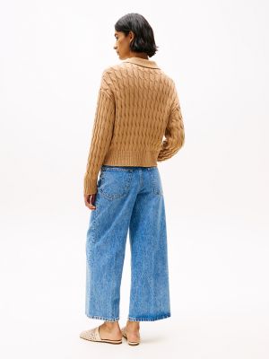Cable Knit Boxy Zip Cardigan | Tommy Hilfiger