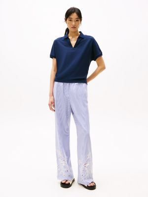 Relaxed Fit Open-Neck Polo, Dark Night Navy