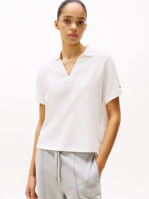 Relaxed Fit Open-Neck Polo, Ecru