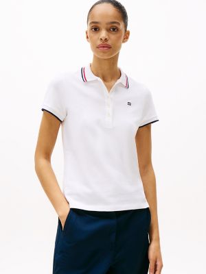 Stripe Collar Polo, Optic White