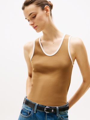 Ribbed Stretch-Cotton V-Neck Tank | Tommy Hilfiger