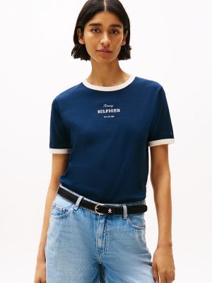 Monotype Logo Crewneck T-Shirt, Dark Night Navy