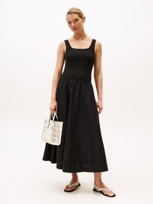 Sleeveless Ribbed Midi Dress, Black