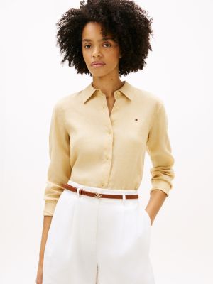 Long-Sleeve Linen Shirt, Harvest Wheat