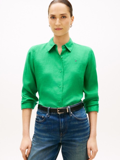 Женские рубашки Tommy Hilfiger Long-Sleeve Linen Shirt