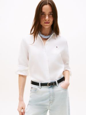 Essential Long-Sleeve Linen Shirt, Optic White