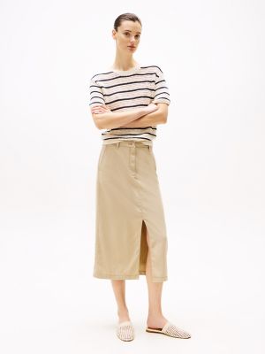 Slim Fit Midi Skirt, Beige
