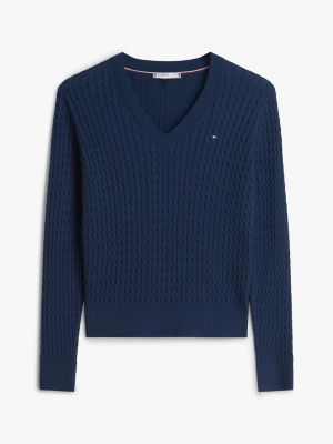 Женские свитеры Tommy Hilfiger Lightweight Cable Knit V-Neck Sweater — фото 5