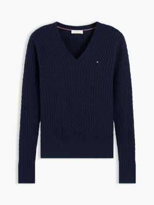 Женские свитеры Tommy Hilfiger Lightweight Cable Knit V-Neck Sweater — фото 6