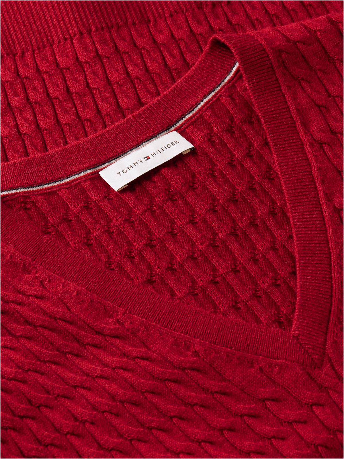 Lightweight Cable Knit V-Neck Sweater — Raspberry Juice