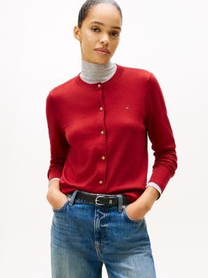 Lightweight Cotton Cardigan, Regatta Red