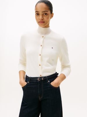 Lightweight Cotton Cardigan, Ivory Silk