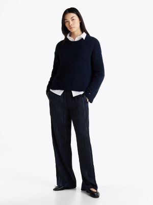 Metallic Stripe Pull-On Pant, Lurex Navy Stripe