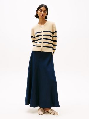 Stripe Zip Cardigan, Beige Stripe