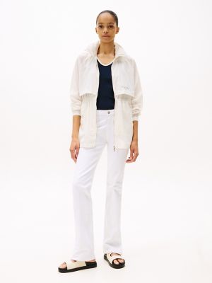Water-Repellent Funnel Neck Windbreaker, Ivory Petal
