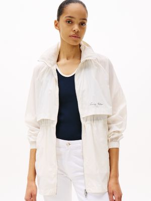 Water-Repellent Funnel Neck Windbreaker, Ivory Petal