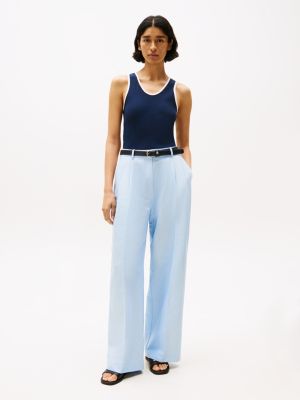 Relaxed Fit Stretch-Linen Blend Pant, Breezy Blue