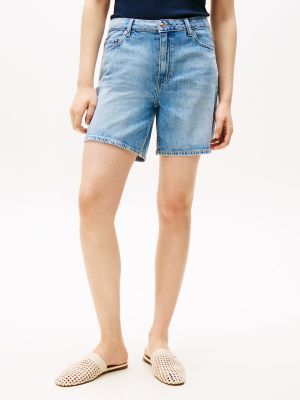 Mid-Rise Straight Fit Denim Short, Light Wash Denim