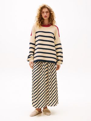 Sofia for Tommy Colorblock Stripe Sweater, Country Ivory Stripe