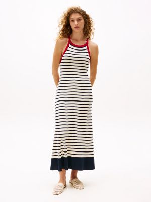 Sofia for Tommy Ribbed Knit Tank Dress, Dark Night Navy Stripe