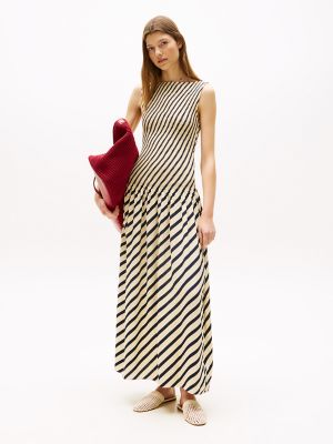 Sofia for Tommy Sleeveless Stripe Dress, Dark Night Navy Stripe