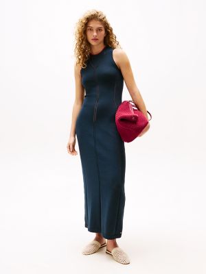 Sofia for Tommy Lattice Maxi Dress, Dark Night Navy Stripe