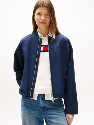 Water-Repellent Cotton-Blend Zip Bomber, Dark Night Navy