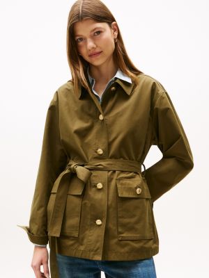 Water-Repellent Belted Field Jacket, Utility Olive
