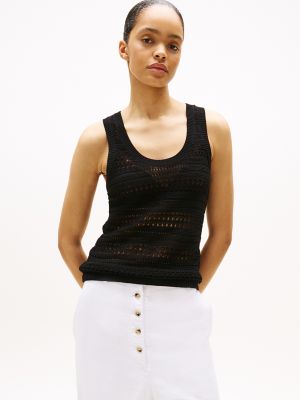 Crochet Sweater Tank, Black