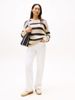 White High-Rise Relaxed Straight Jeans, White