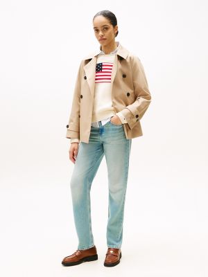 Faded Light Wash Mid-Rise Straight Jean, Blue