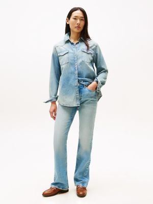 Faded Light Wash Mid-Rise Bootcut Jean, Blue